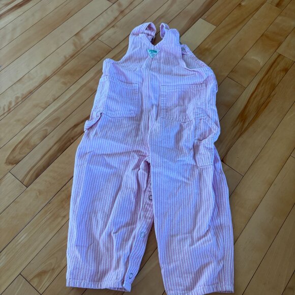 OshKosh B'gosh Light Pink Striped Overalls Vintage? Toddler Size 24 months - Picture 7 of 11